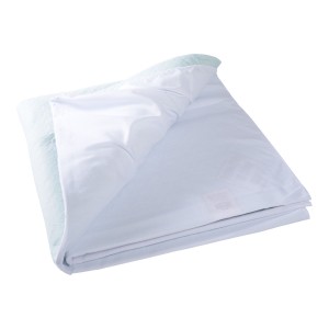 Drycare Deluxe Absorbent Bed Pad + Tuckins, Sky Blue with laminated waterproof backing