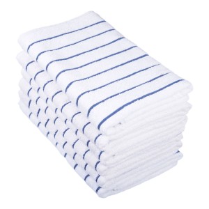 Towel - Pool Towel - Blue Weft Stripe 76 x 177cm